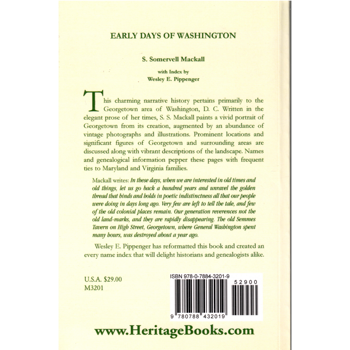 Early Days of Washington back cover