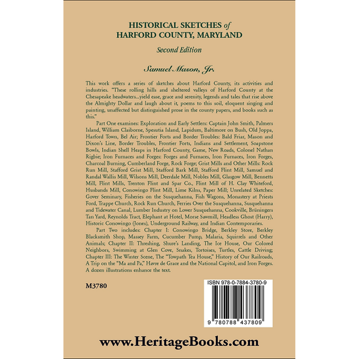 Historical Sketches of Harford County, Maryland, 2nd Edition back cover