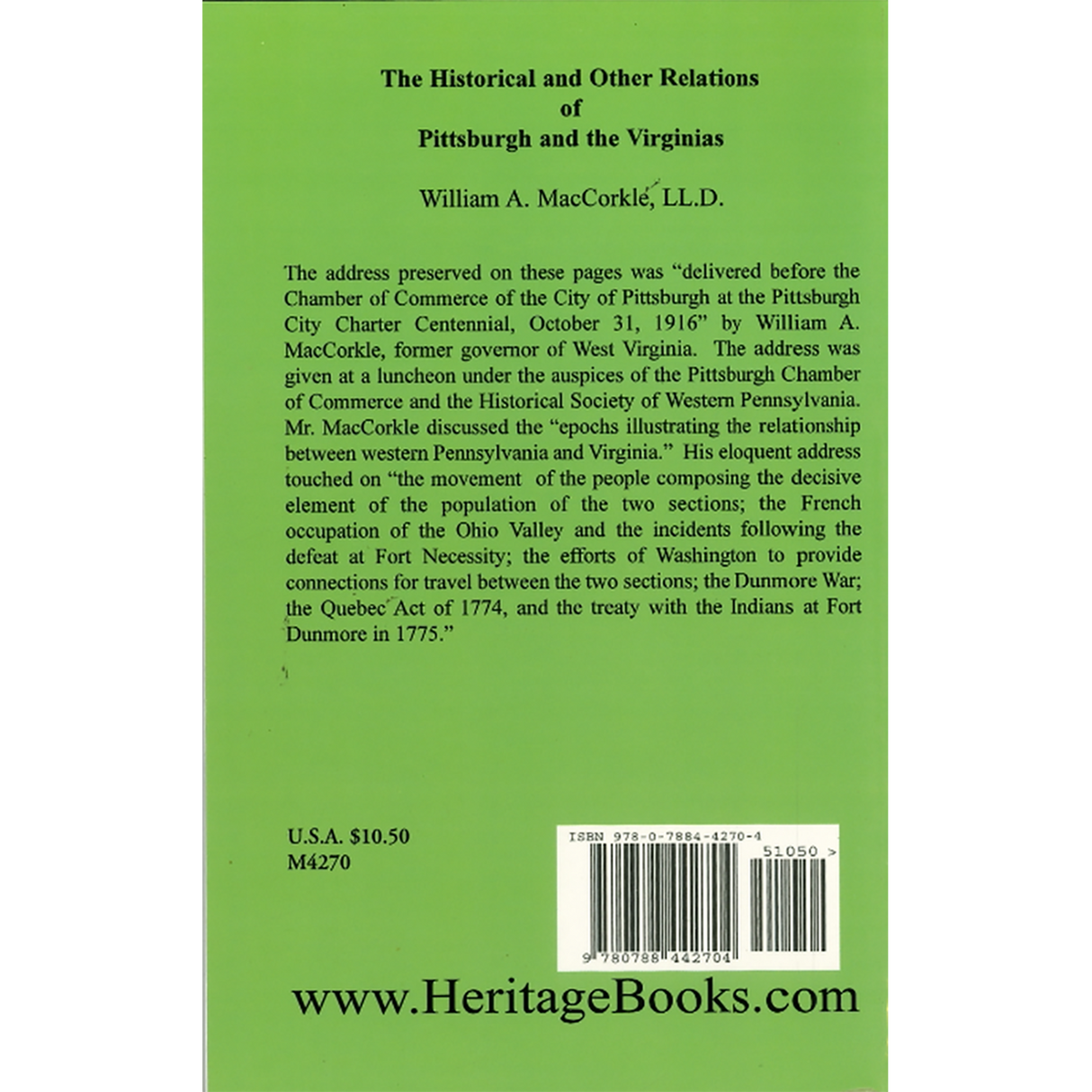 The Historical and Other Relations of Pittsburgh and the Virginias back cover