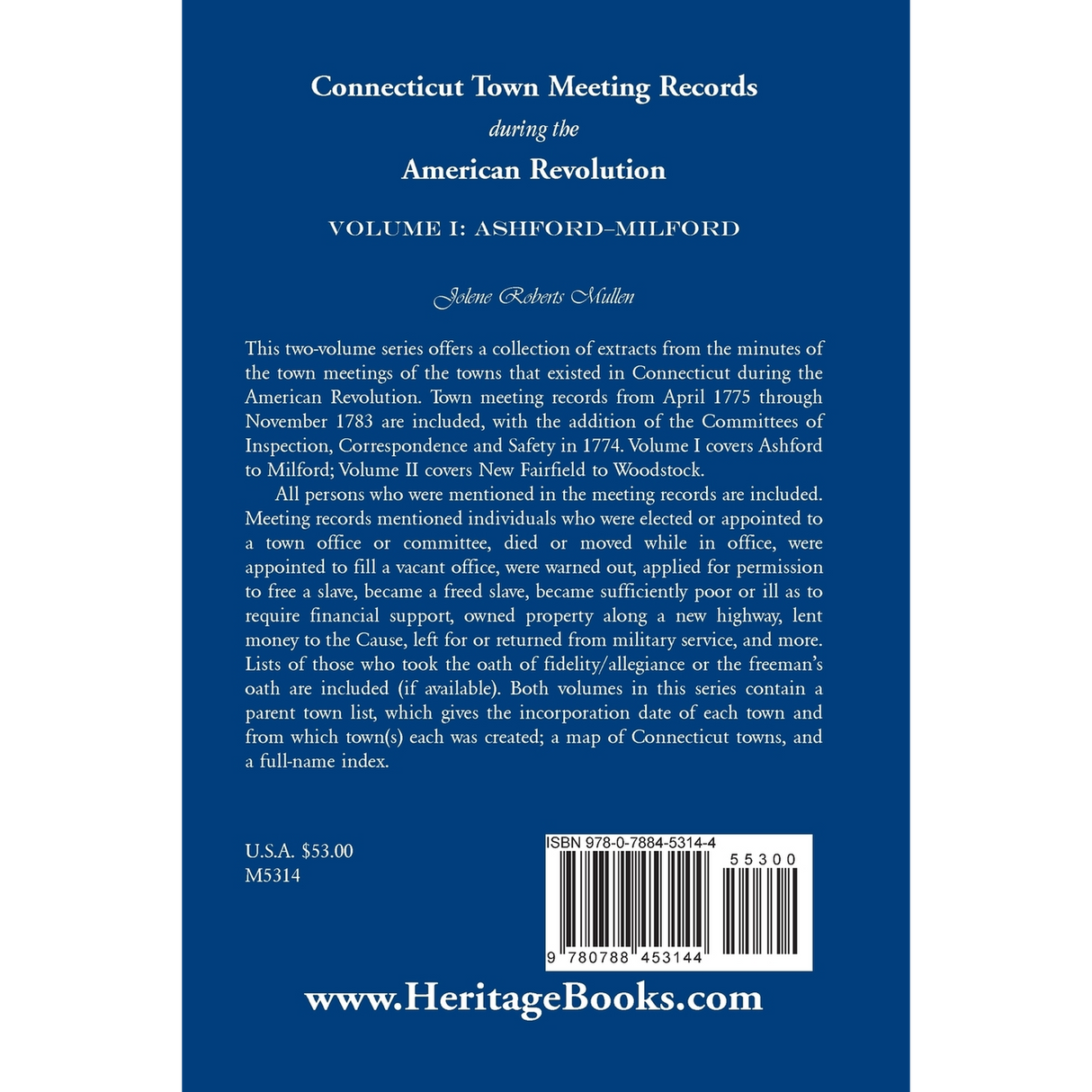 Connecticut Town Meeting Records during the American Revolution: Volume 1, Ashford-Milford back cover