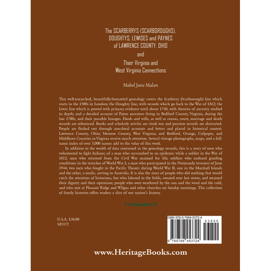The Scarberrys (Scarboroughs), Doughtys, Lewises and Paynes of Lawrence County, Ohio, and Their Virginia and West Virginia Connections back cover