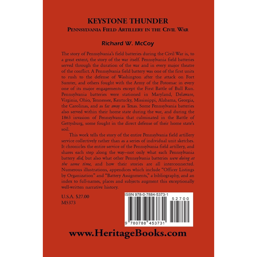 Keystone Thunder: Pennsylvania Field Artillery in the Civil War back cover