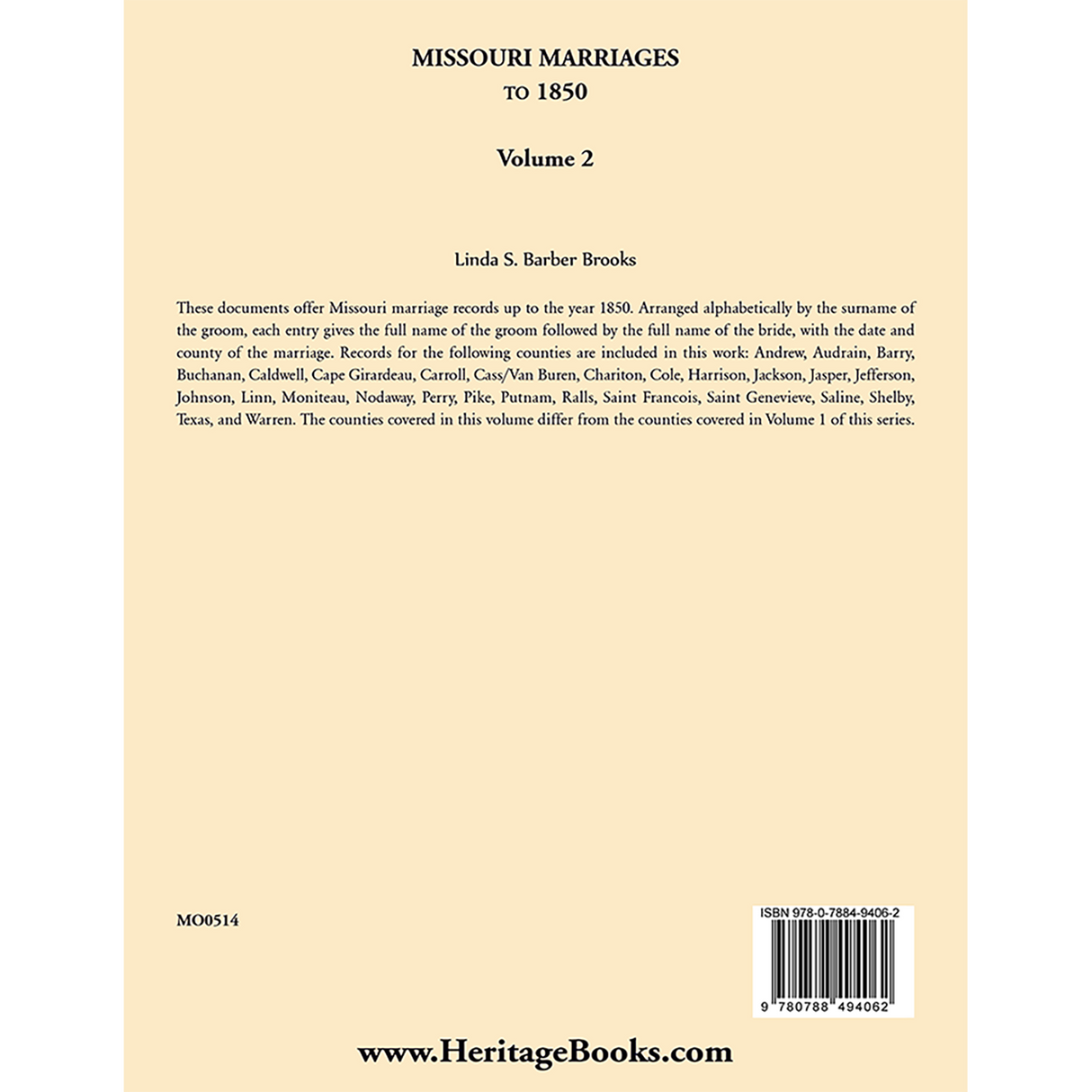 Missouri Marriages to 1850, Volume 2