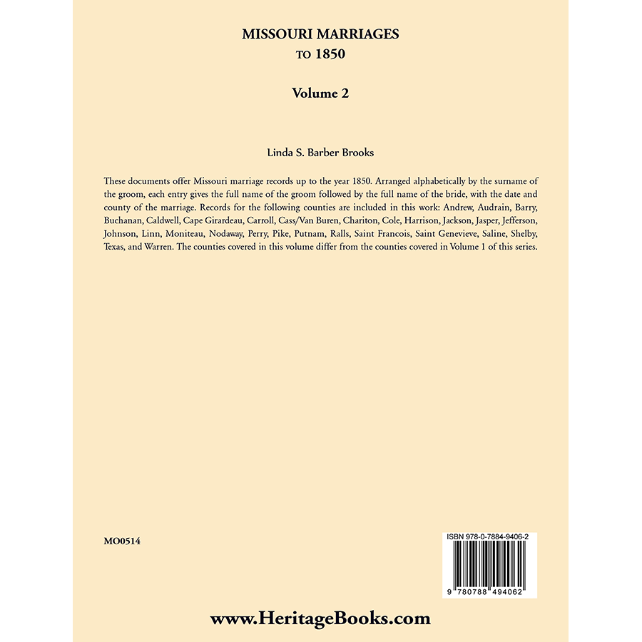 Missouri Marriages to 1850, Volume 2