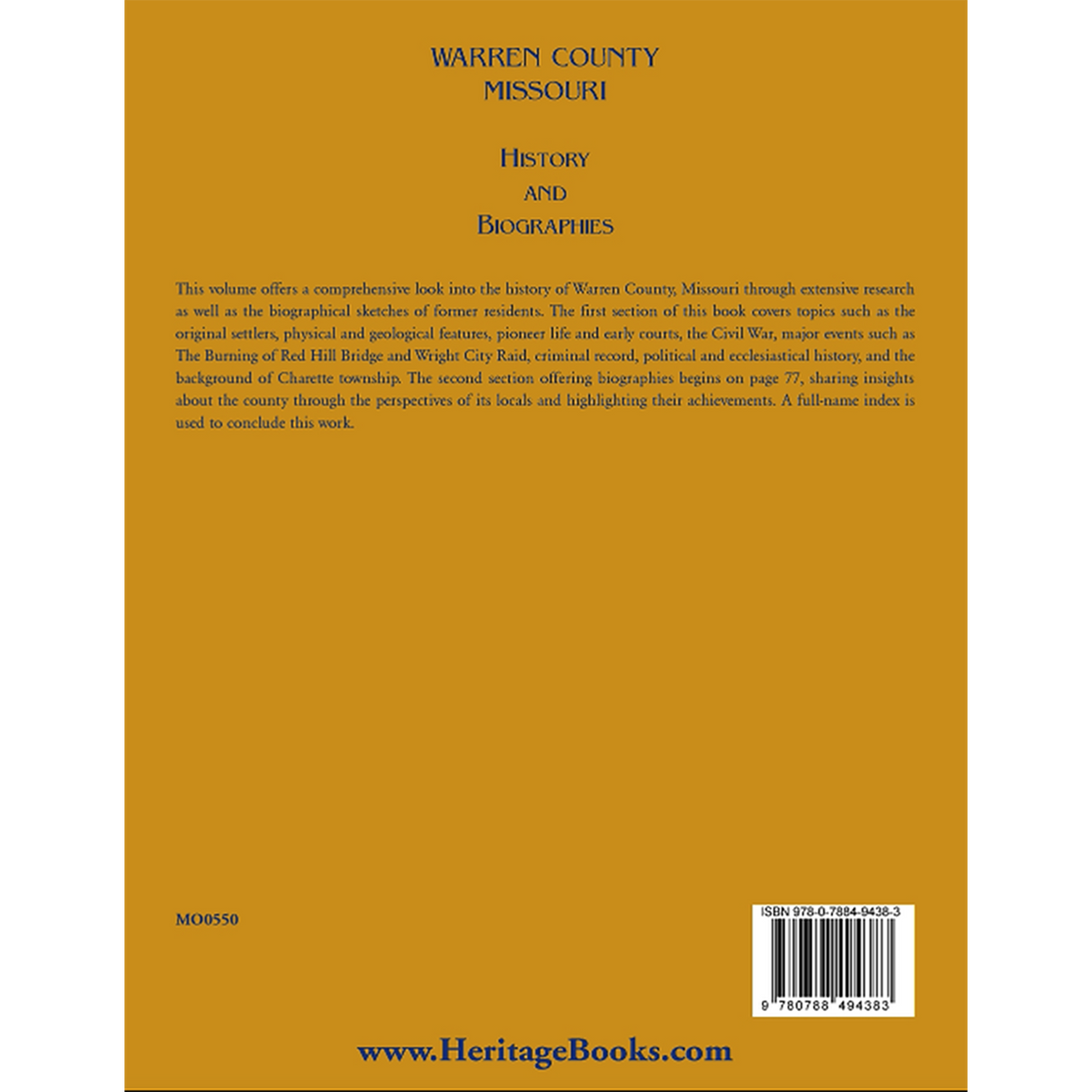 Warren County, Missouri History and Biographies back cover