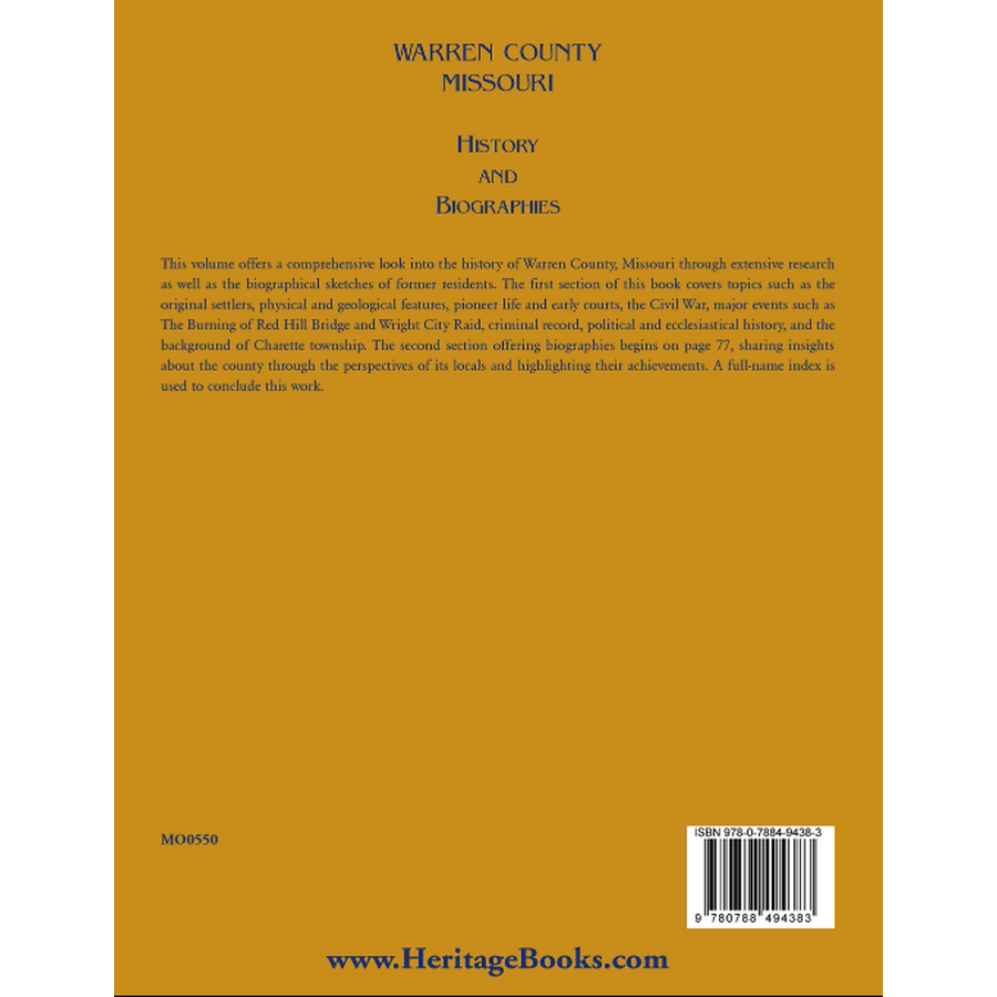 Warren County, Missouri History and Biographies back cover