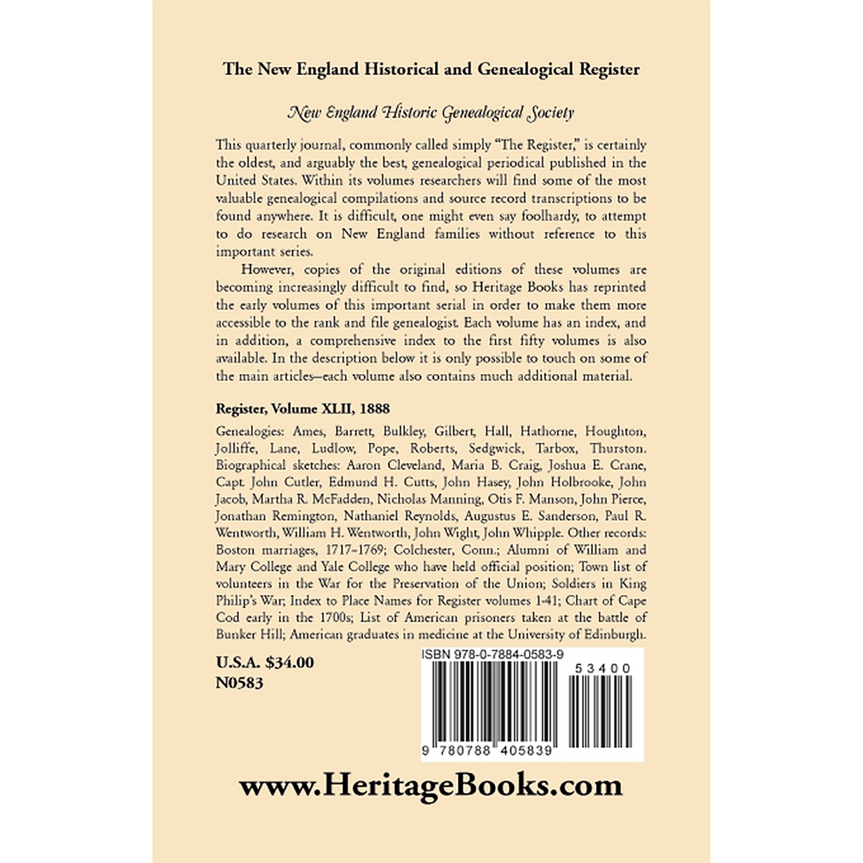 The New England Historical and Genealogical Register, Volume 42, 1888 back cover