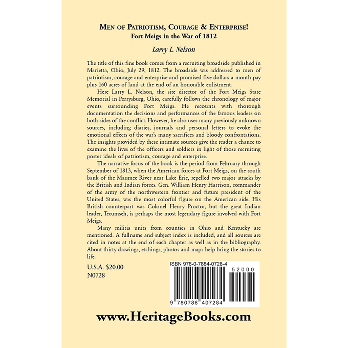 Men of Patriotism, Courage and Enterprise! Fort Meigs in the War of 1812 back cover