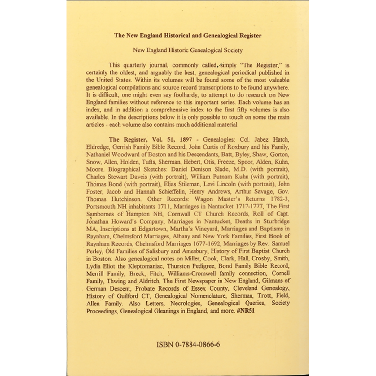 The New England Historical and Genealogical Register, Volume 51, 1897 back cover