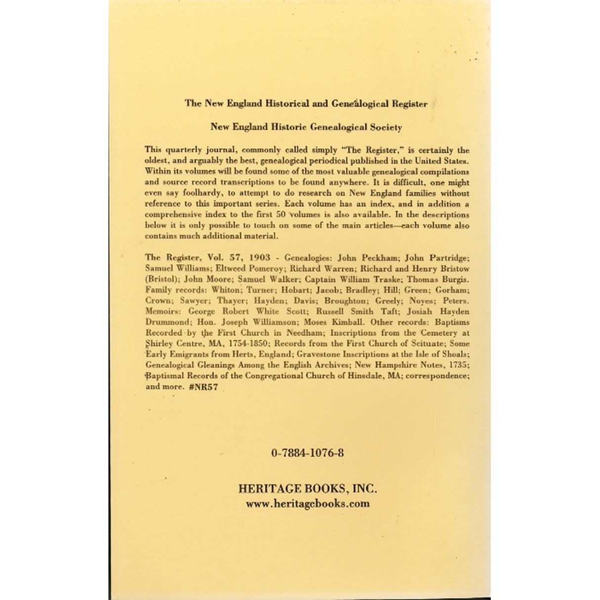 The New England Historical and Genealogical Register, Volume 57, 1903 back cover