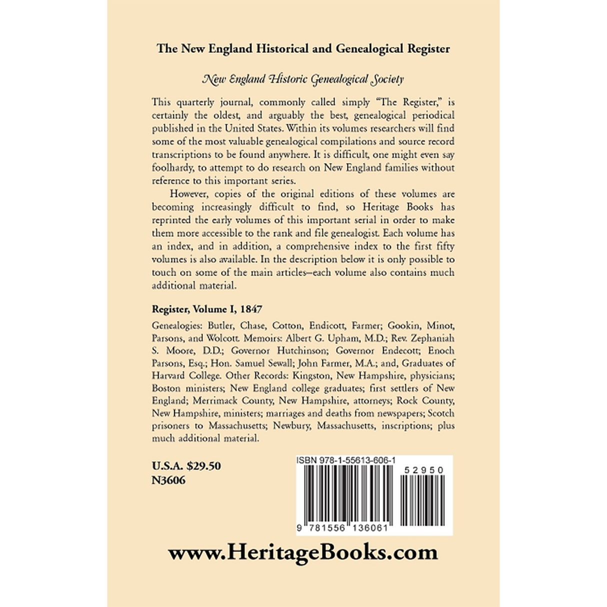 The New England Historical and Genealogical Register, Volume 1, 1847 back cover