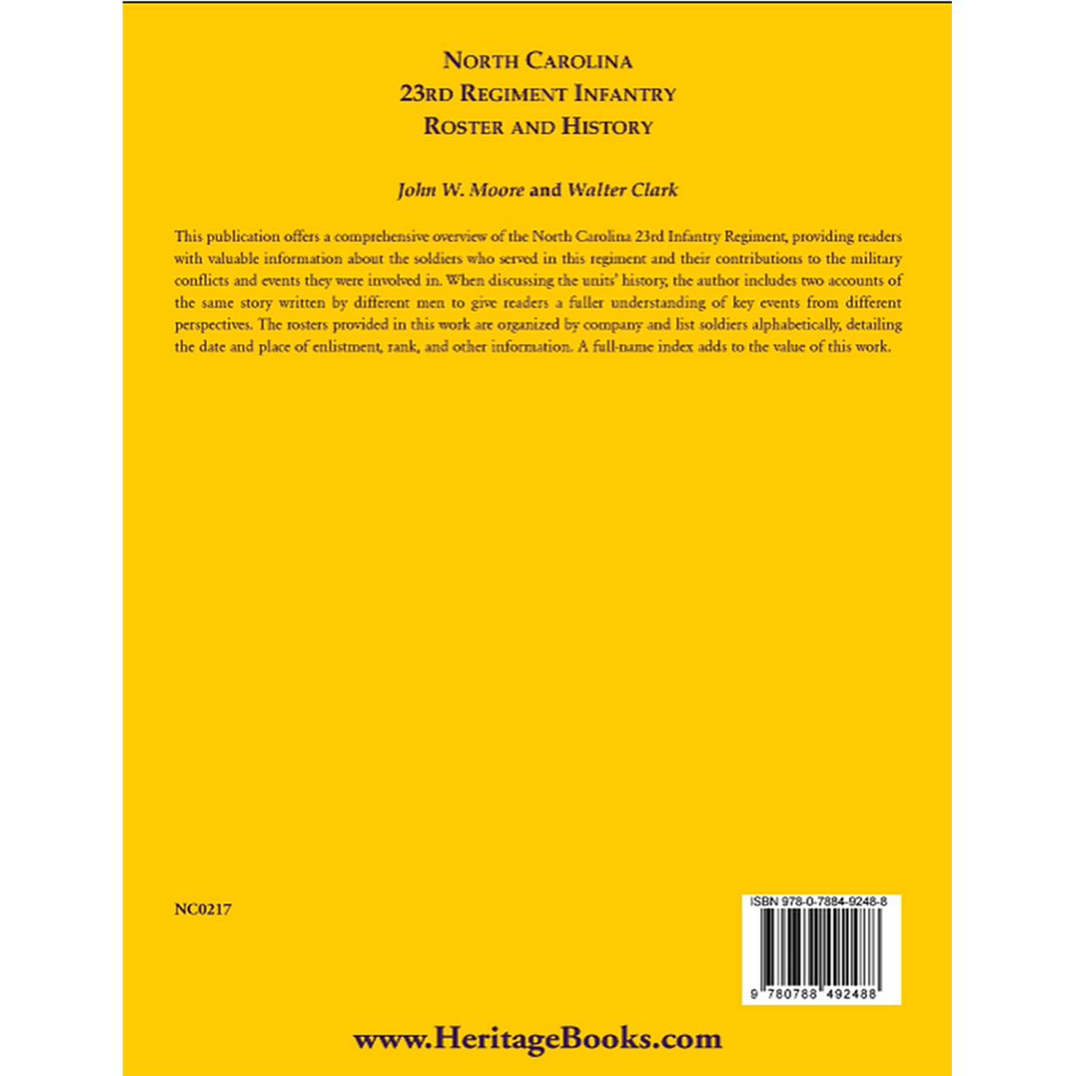 North Carolina 23rd Regiment Infantry Roster and History back cover