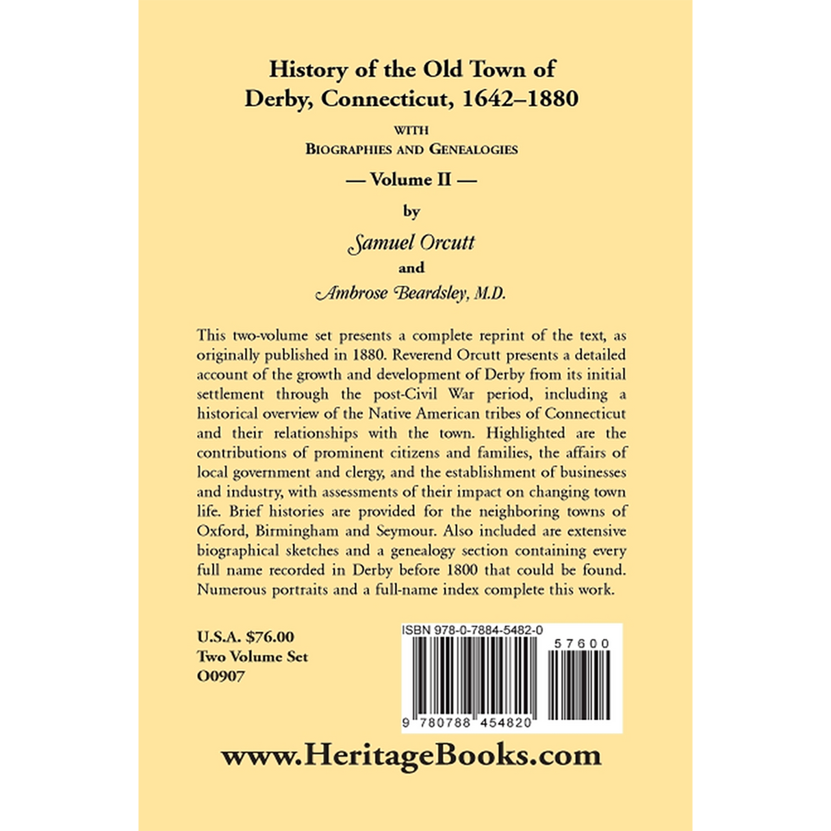 History of the Old Town of Derby, Connecticut, 1642-1880, Volume 2 back cover