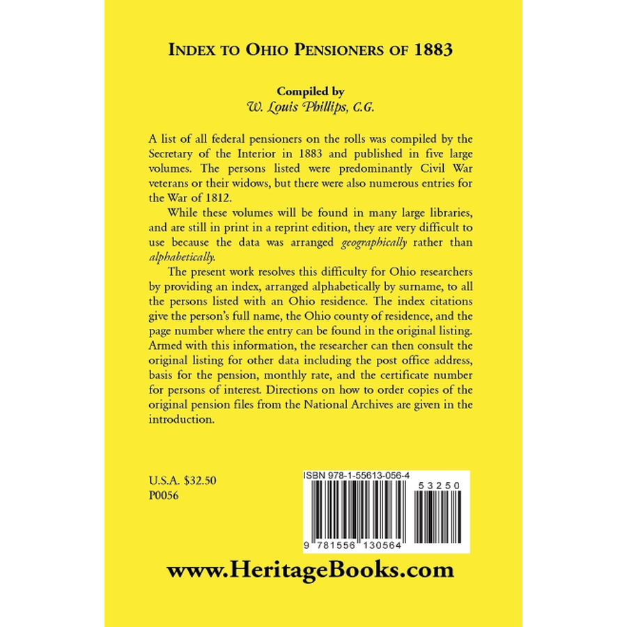 Index to Ohio Pensioners of 1883 back cover