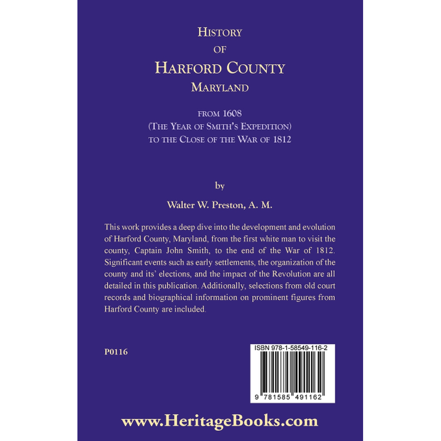 History of Harford County, Maryland back cover
