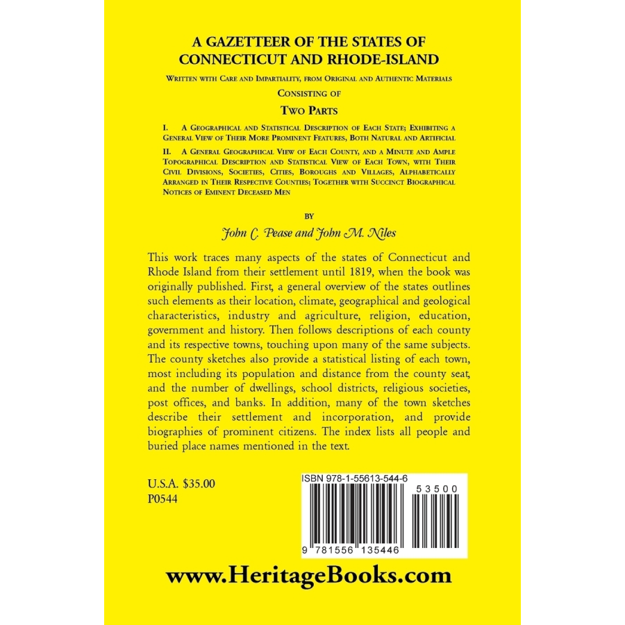 A Gazetteer of the States of Connecticut and Rhode Island back cover