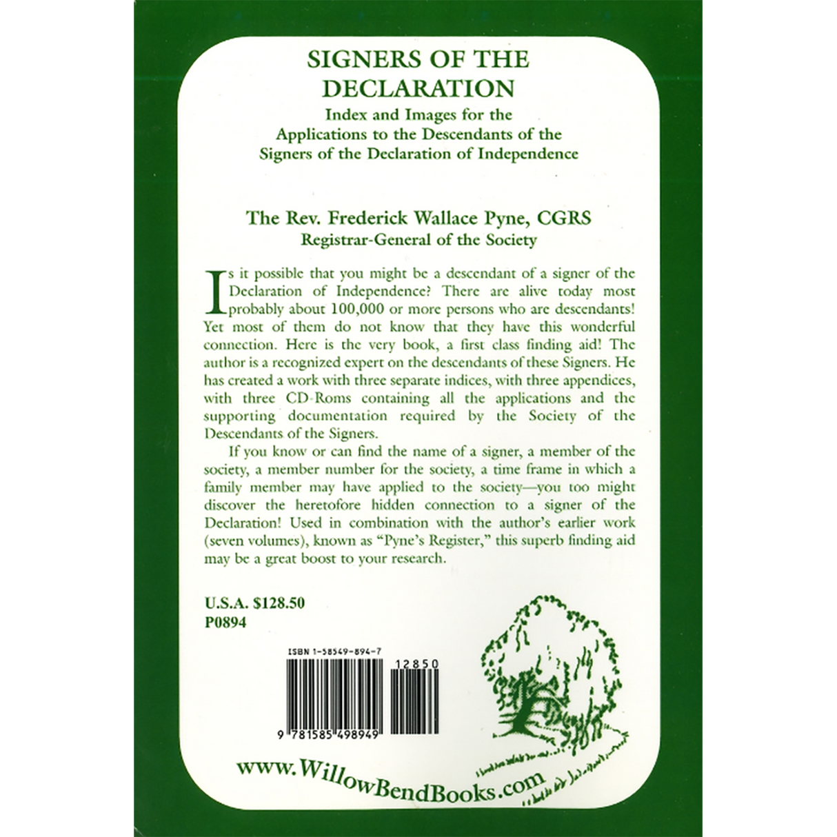 Signers of the Declaration: Index and Images for the Applications to the Descendants of the Signers of the Declaration of Independence (with 3 CDs) back cover