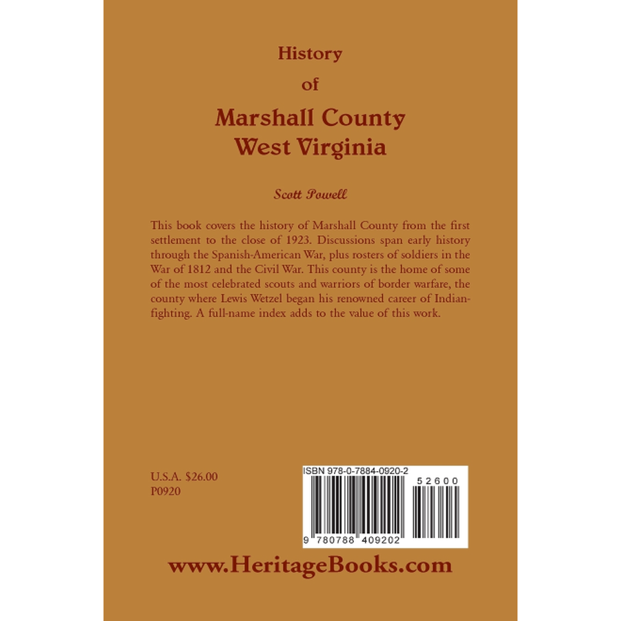 History of Marshall County, West Virginia back cover