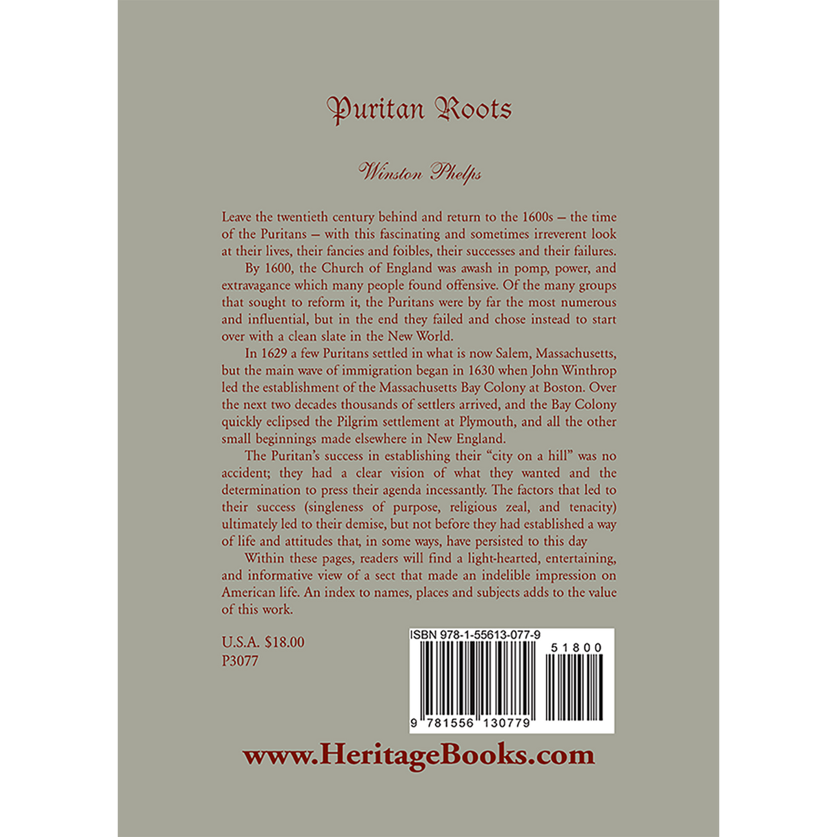 Puritan Roots back cover