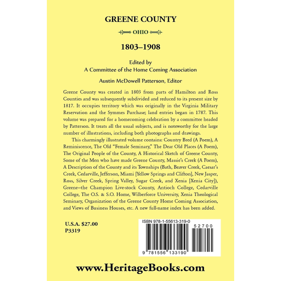 Greene County, Ohio, 1803-1908 back cover