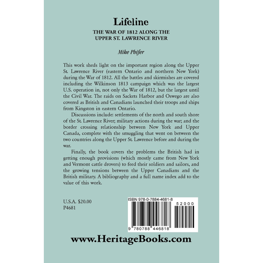 Lifeline: The War of 1812 Along the Upper St. Lawrence River back cover