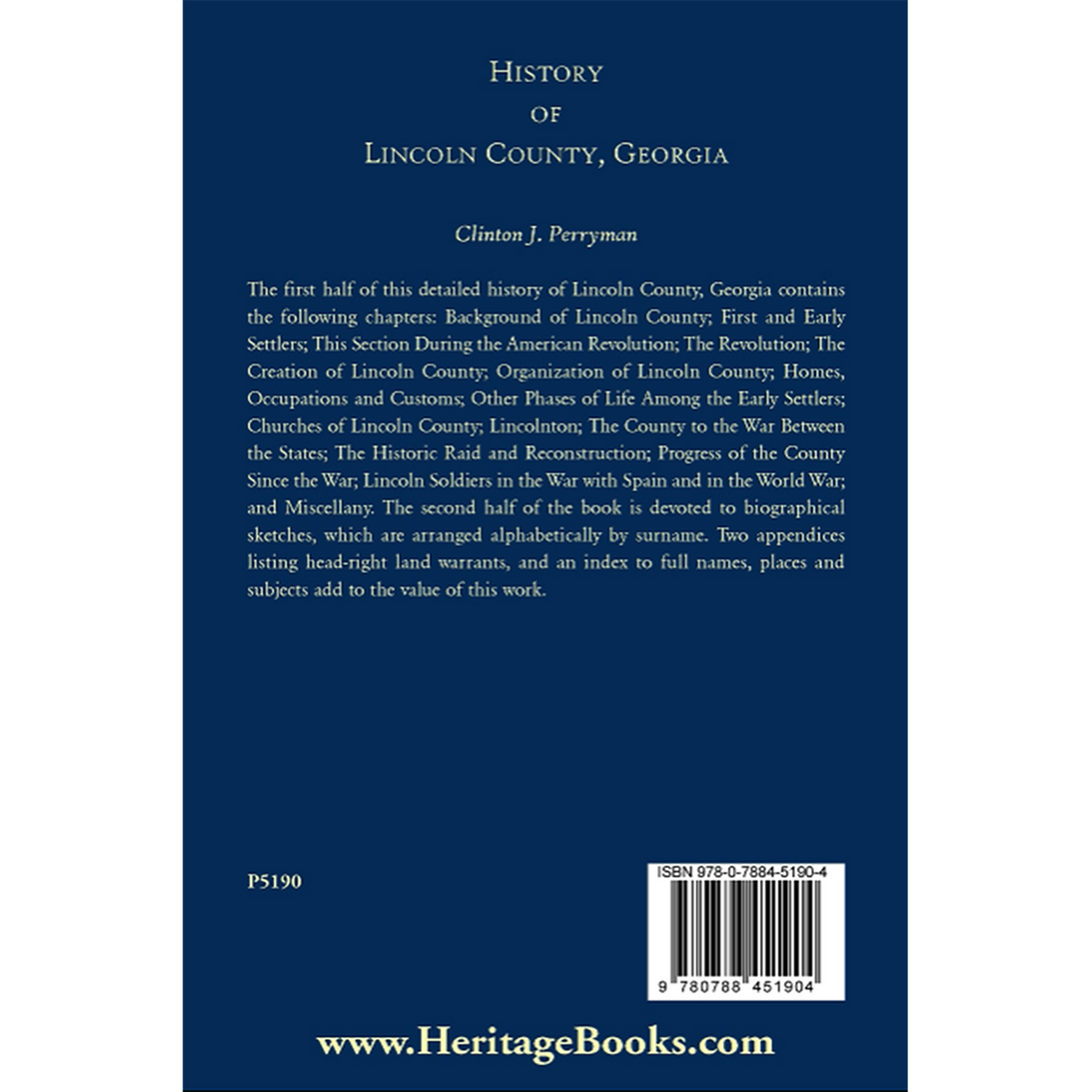 History of Lincoln County, Georgia back cover