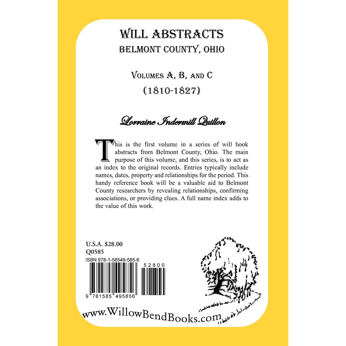 Will Abstracts, Belmont County, Ohio, Volumes A, B, and C (1810-1827) back cover
