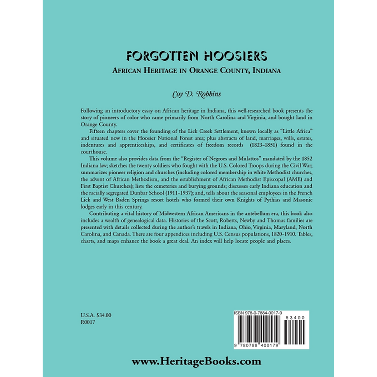 Forgotten Hoosiers: African Heritage in Orange County, Indiana back cover