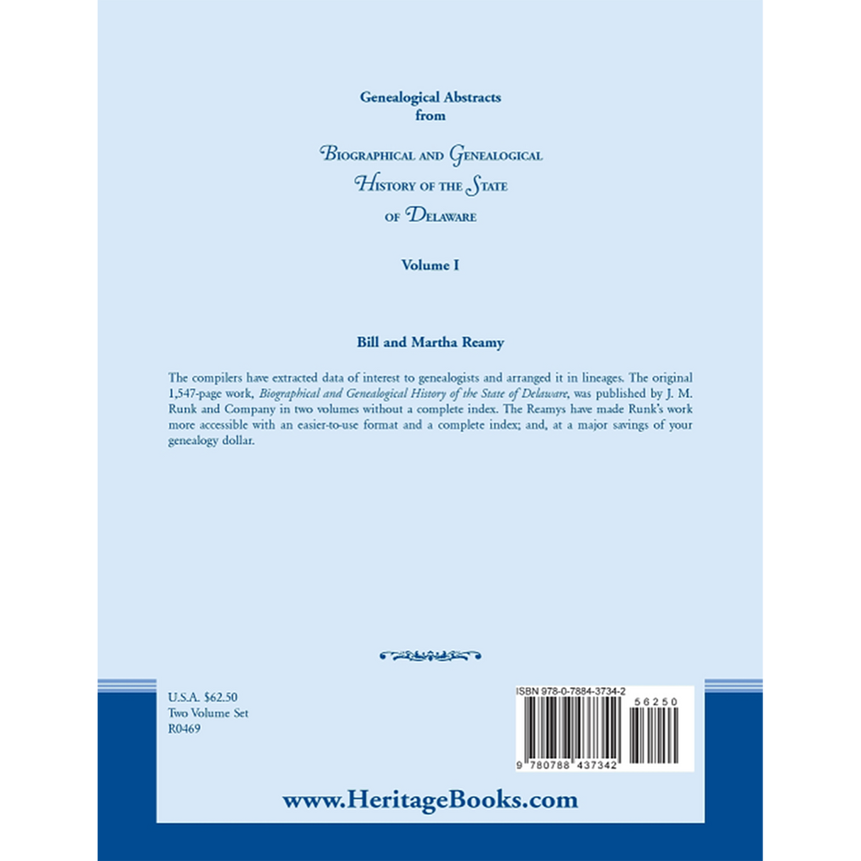 Genealogical Abstracts from Biographical and Genealogical History of the State of Delaware, Volume 1 back cover