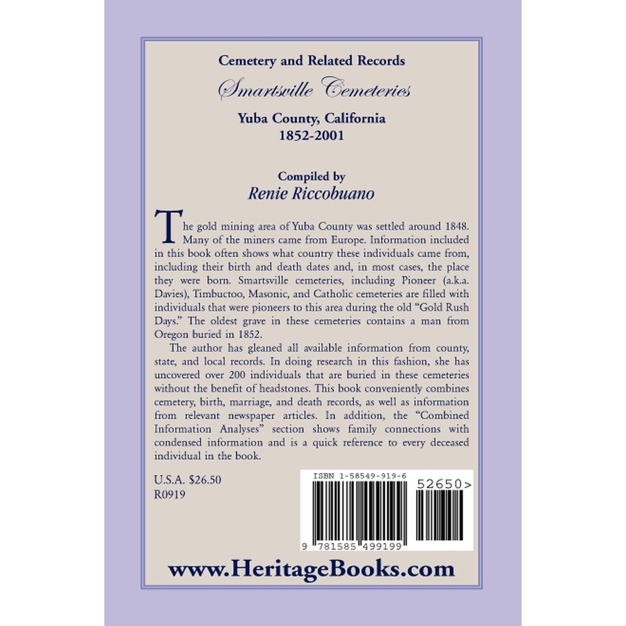 Cemetery and Related Records, Smartsville Cemeteries, Yuba County, California, 1852-2001 back cover