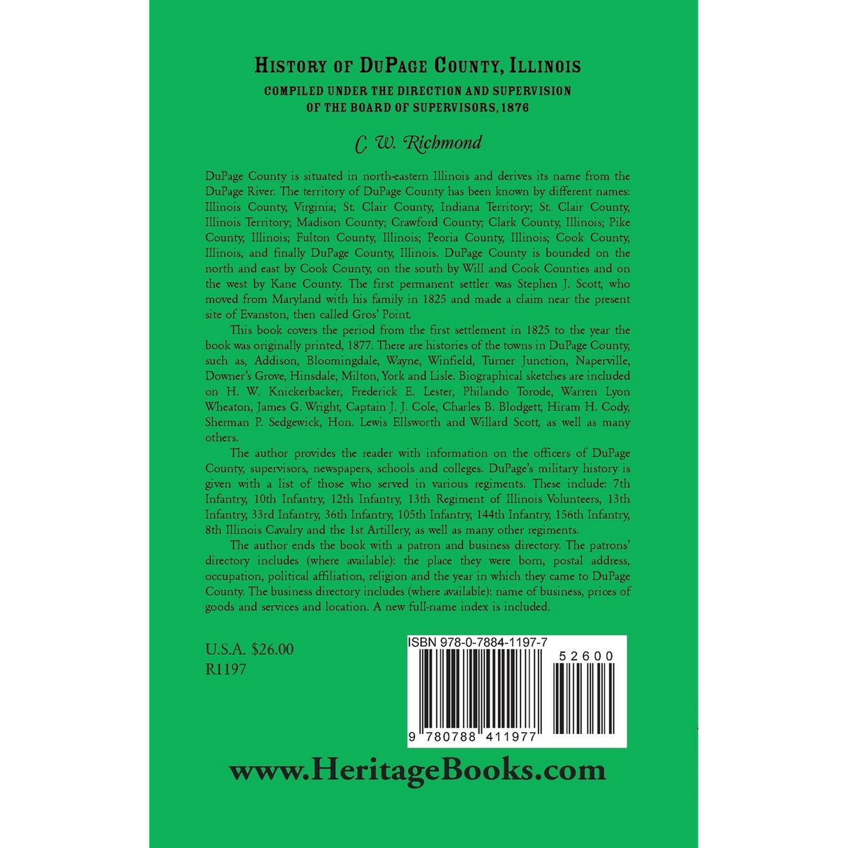 History of DuPage County, Illinois back cover