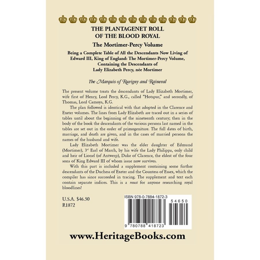 The Plantagenet Roll of the Blood Royal: The Mortimer-Percy Volume back cover
