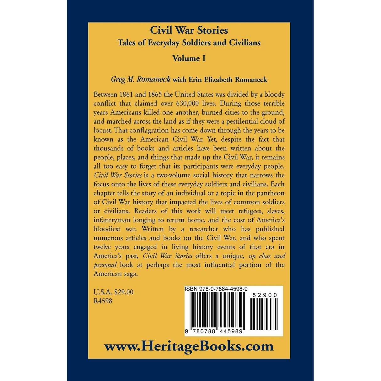 Civil War Stories: Tales of Everyday Soldiers and Civilians, Volume 1 back cover