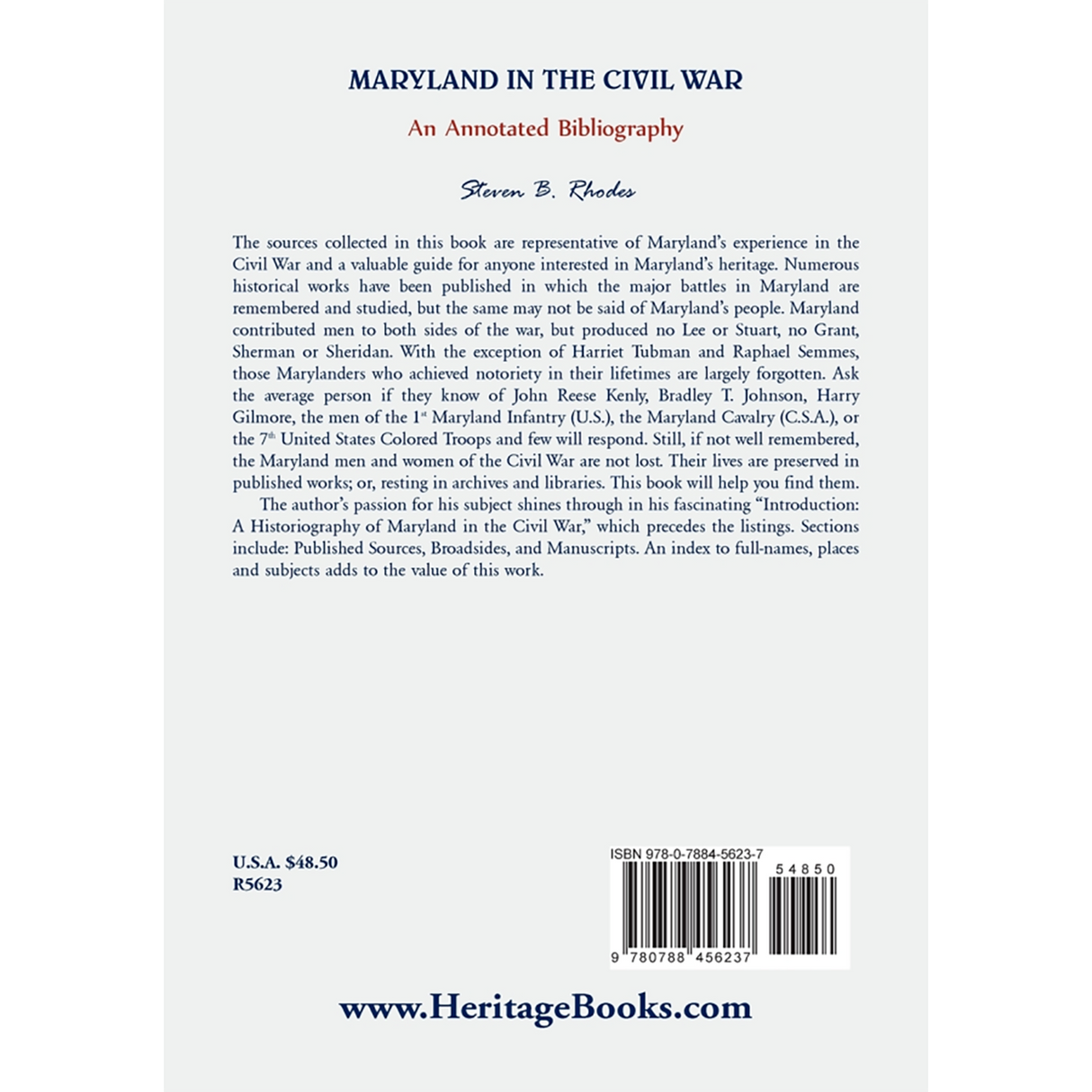 Maryland in the Civil War: An Annotated Bibliography back cover