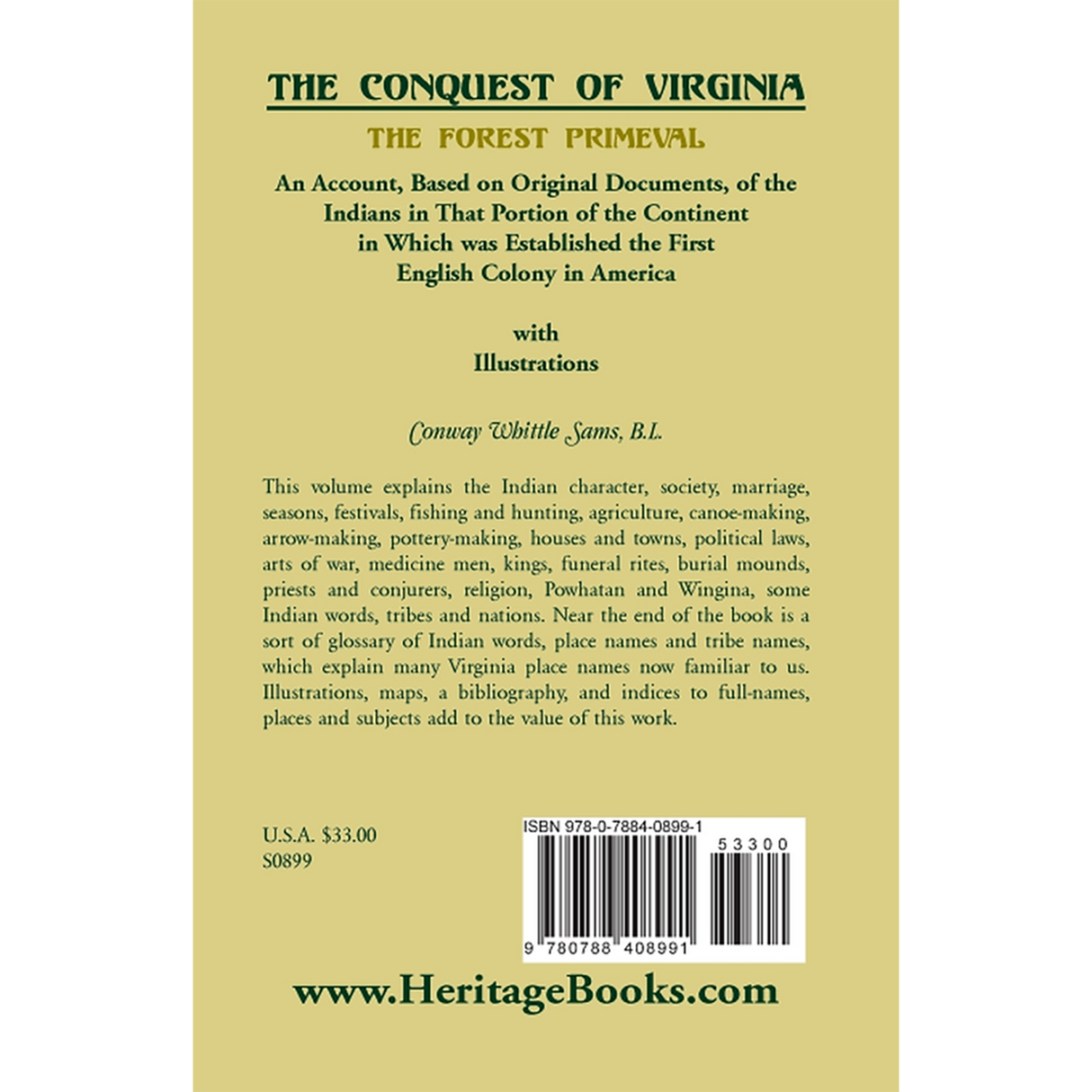 The Conquest of Virginia, the Forest Primeval back cover