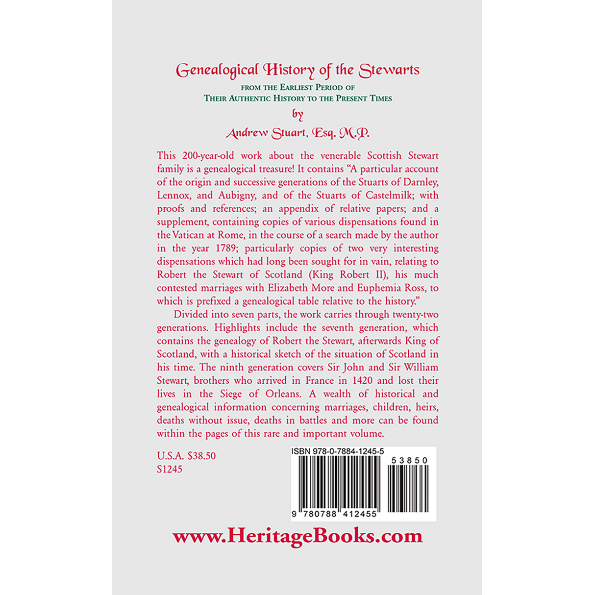 Genealogical History of the Stewarts back cover