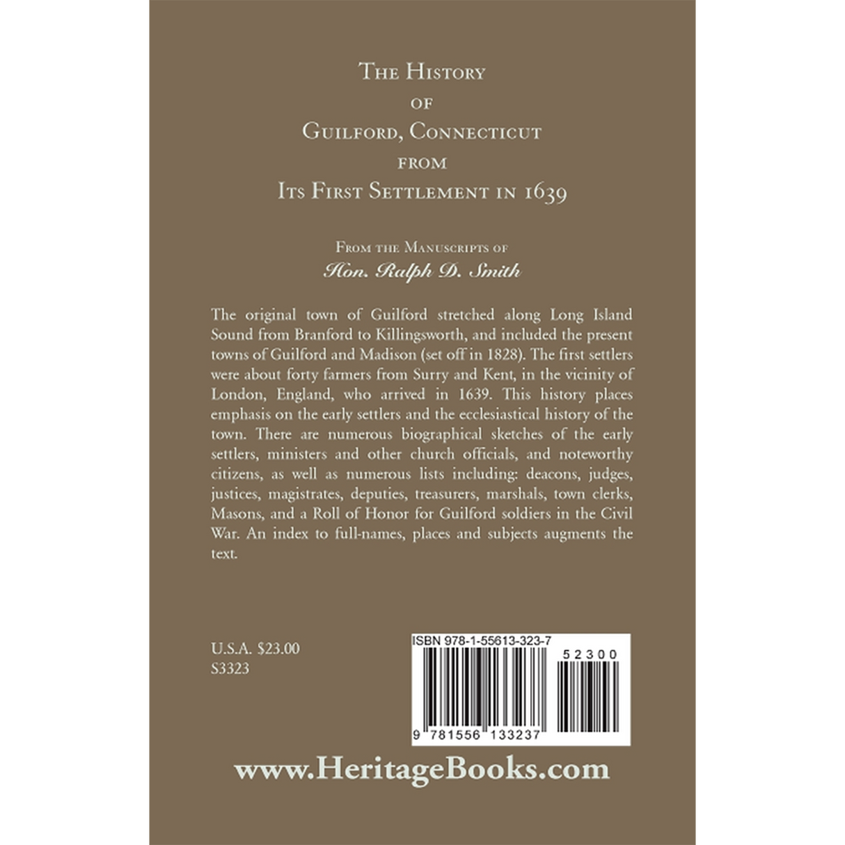 The History of Guilford, Connecticut, from its first settlement in 1639 back cover