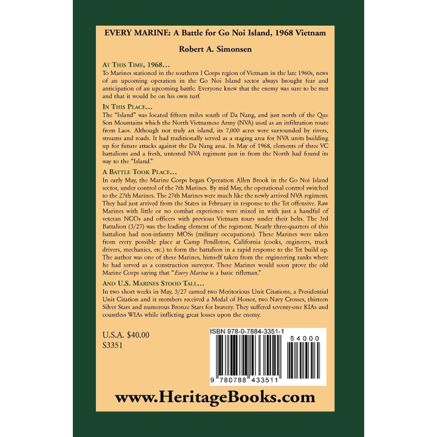 Every Marine, 1968 Vietnam: A Battle for Go Noi Island back cover