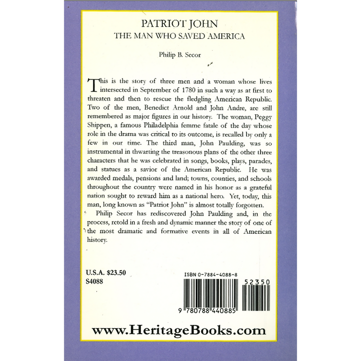 Patriot John: The Man Who Saved America back cover