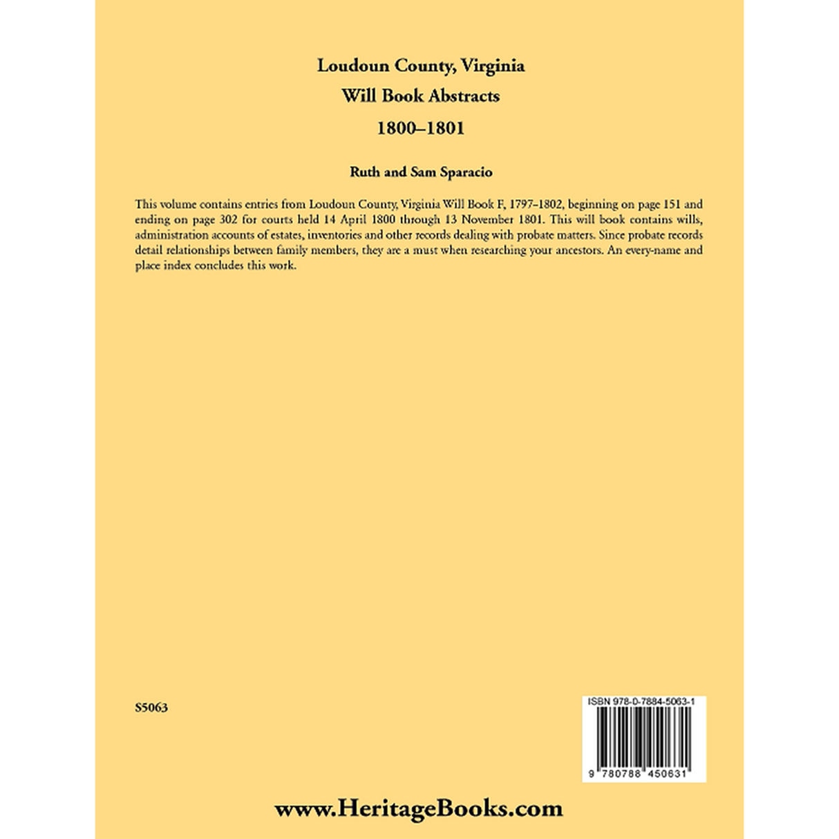 Loudoun County, Virginia Will Book Abstracts, 1800-1801 back cover