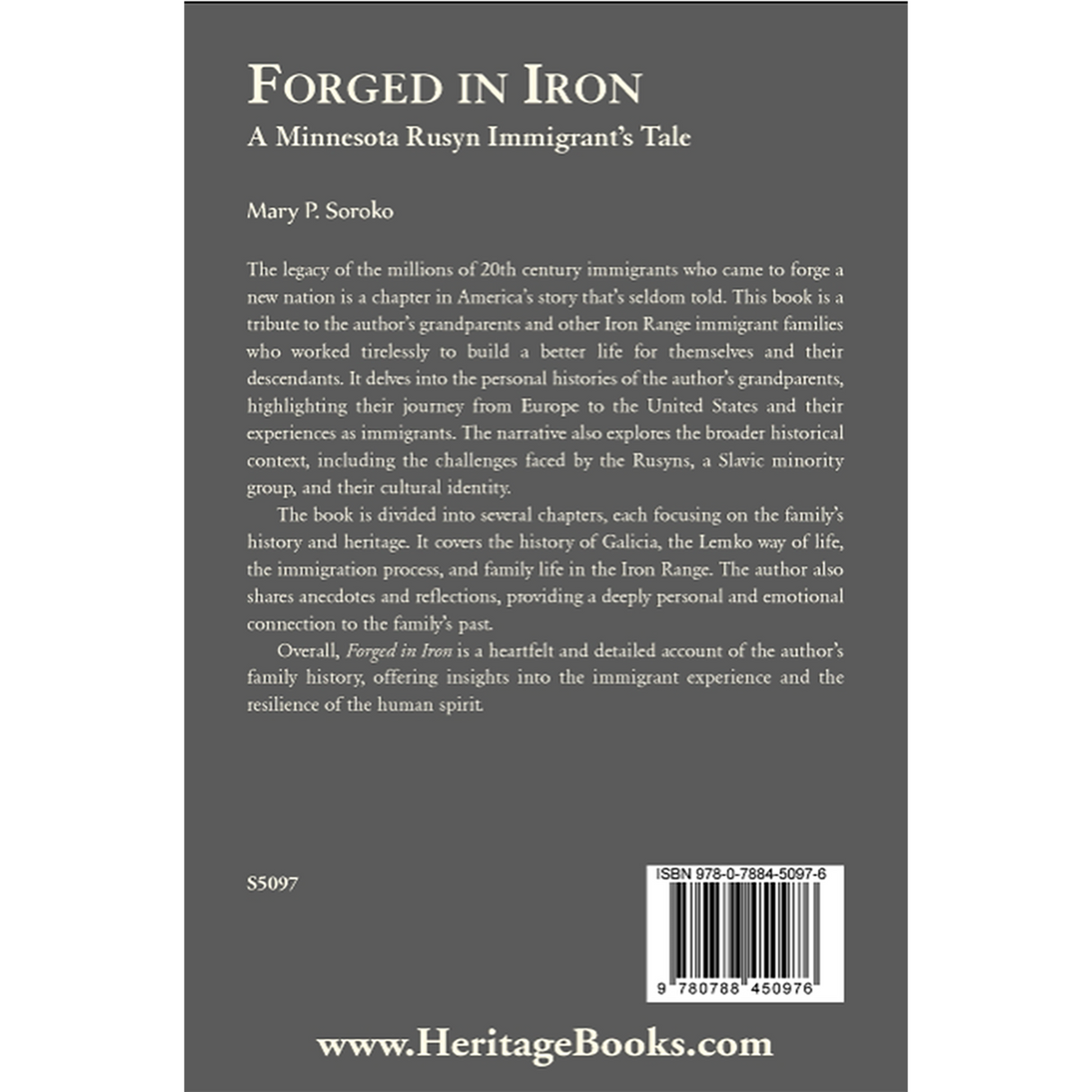 Forged In Iron: A Minnesota Rusyn Immigrant’s Tale back cover