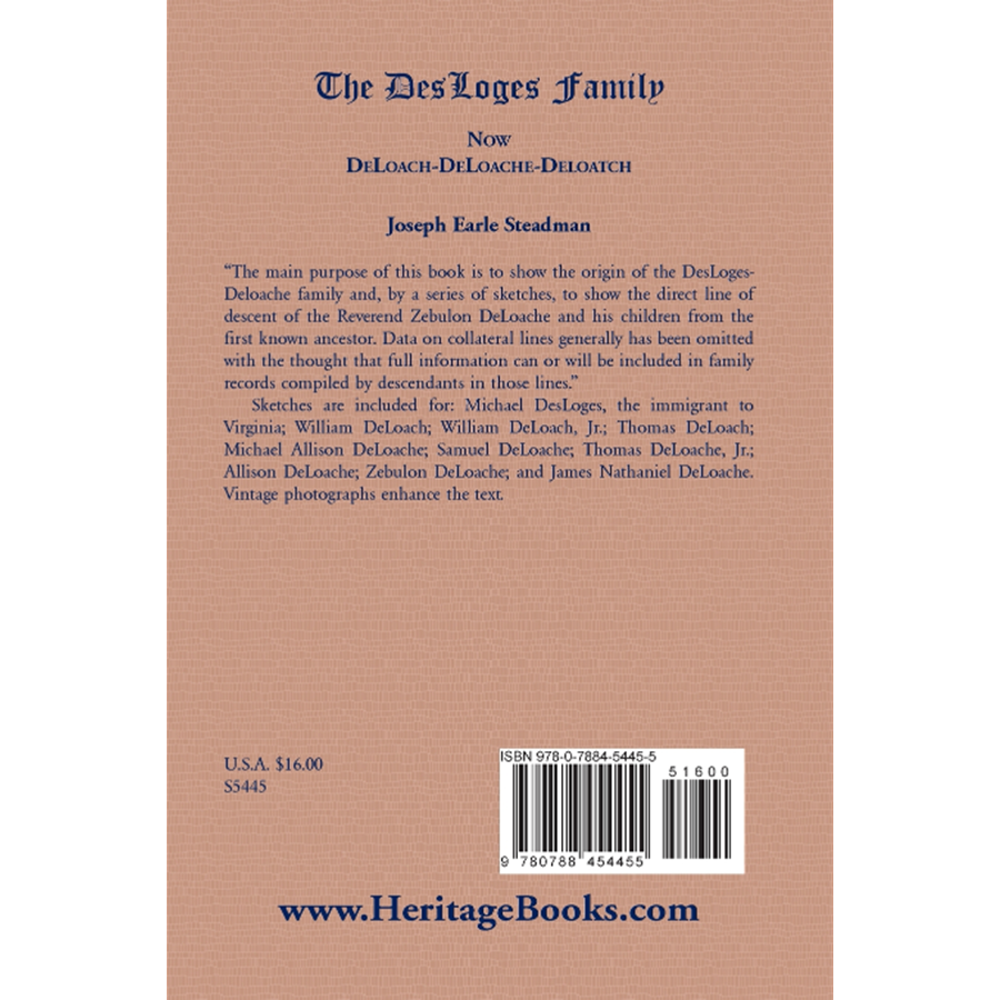 The DesLoges Family back cover
