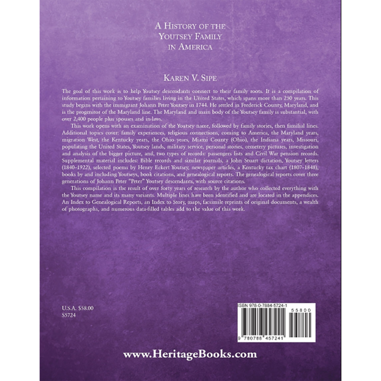 The History of the Youtsey Family in America Starting in 1744 (with CD-Rom) back cover