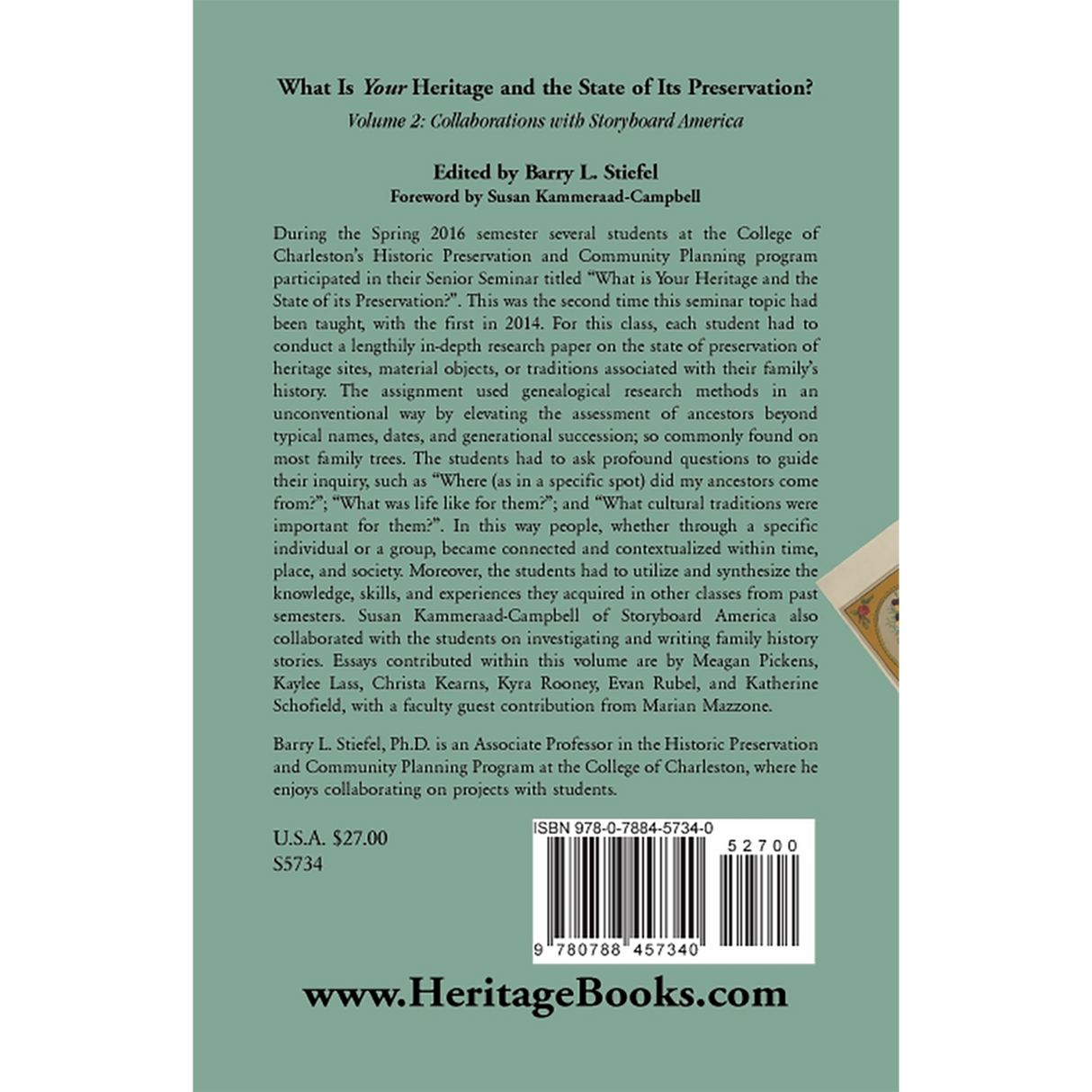 "What is Your Heritage and the State of its Preservation?" Volume 2: Collaborations with Storyboard America back cover