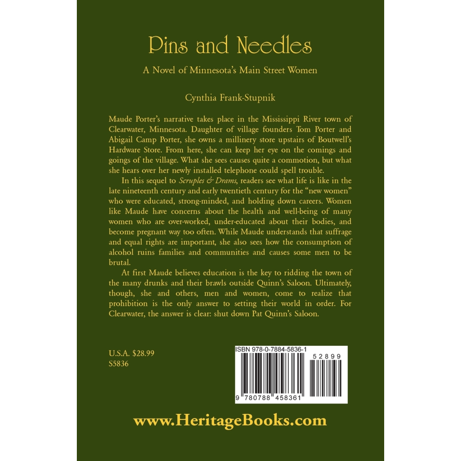 Pins and Needles: A Novel of Minnesota's Main Street Women back cover
