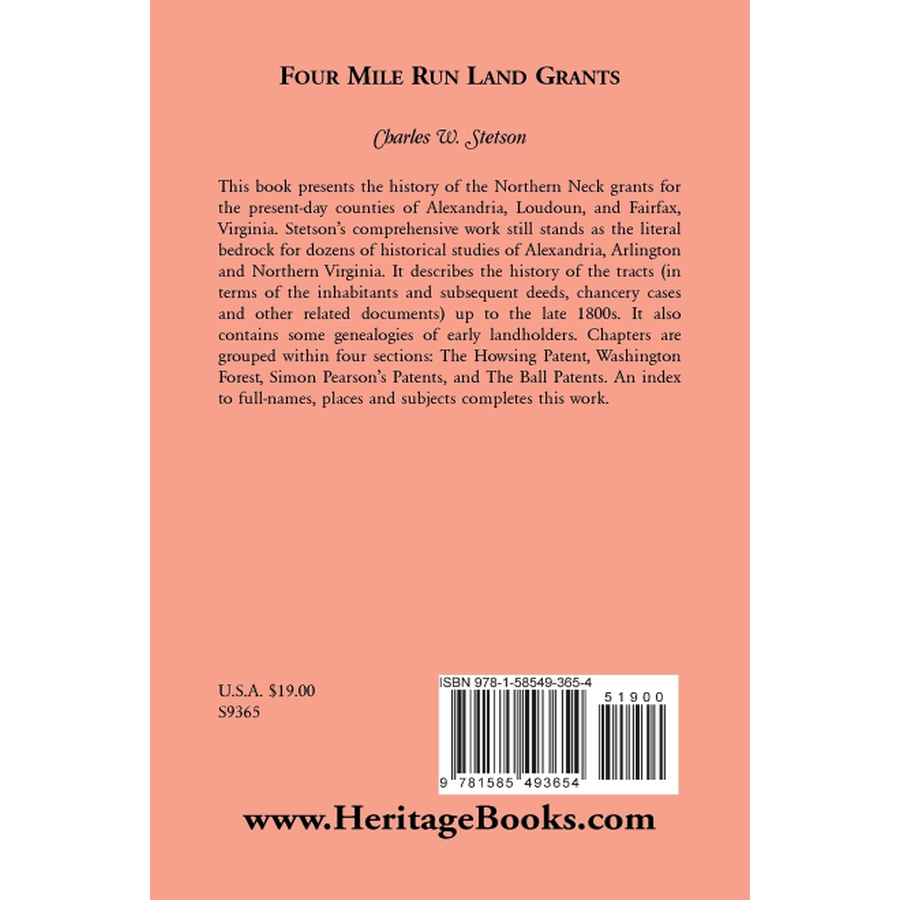 Four Mile Run Land Grants back cover