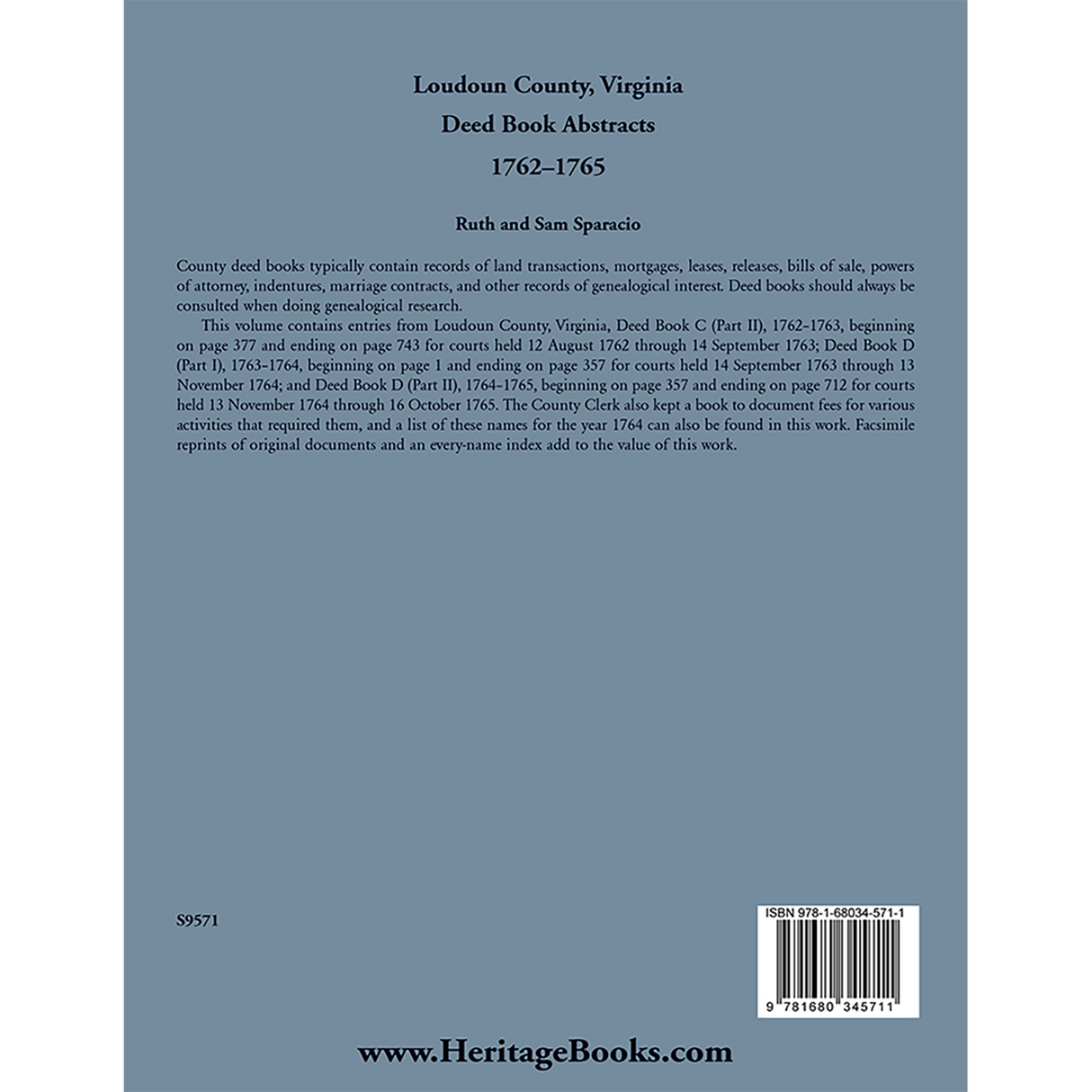 Loudoun County, Virginia Deed Book Abstracts, 1762-1765