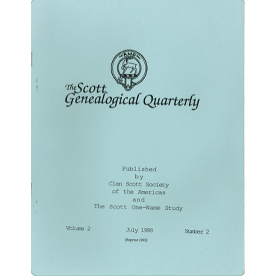The Scott Genealogical Quarterly: Volume 2, Number 2, July 1988