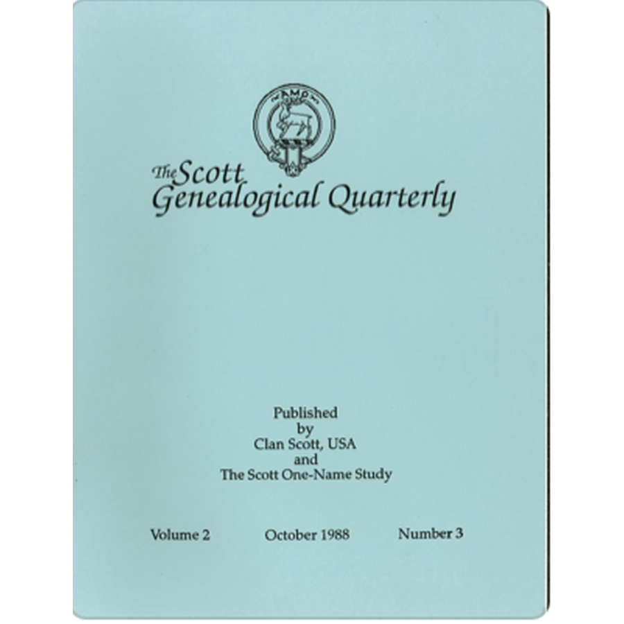 The Scott Genealogical Quarterly: Volume 2, Number 3, October 1988