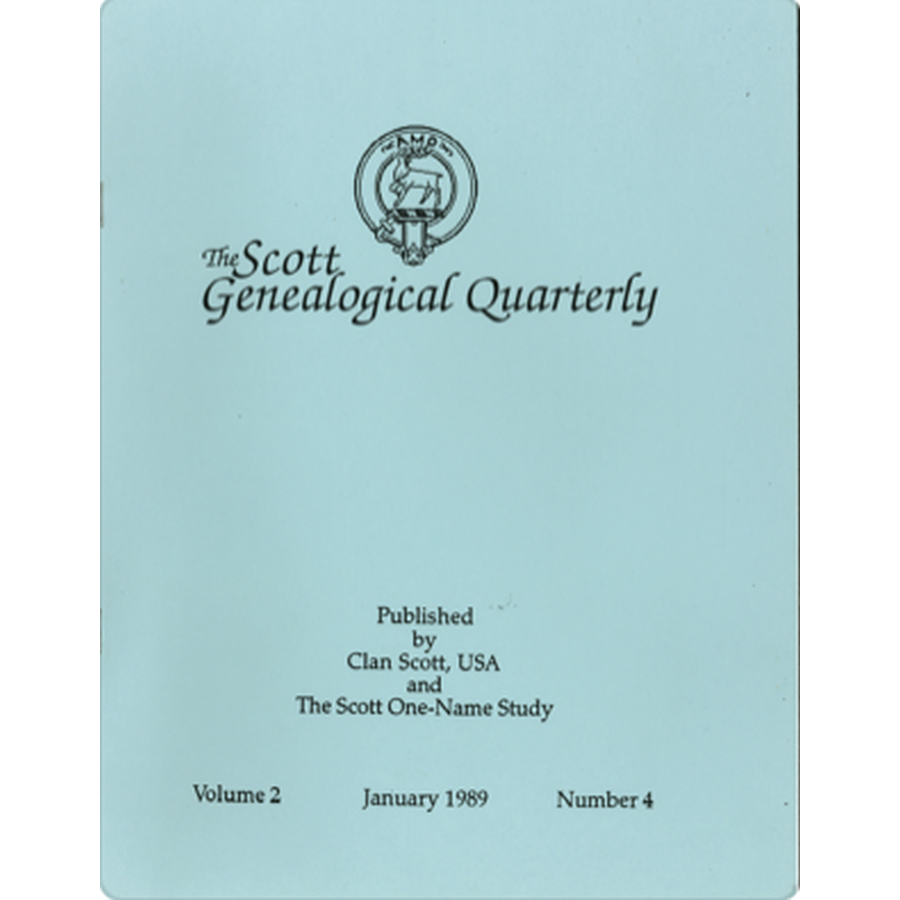 The Scott Genealogical Quarterly: Volume 2, Number 4, January 1989
